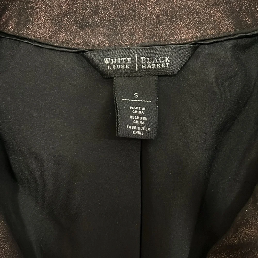 WHBM Motto Metallic Black Suede Faux Jacket Small